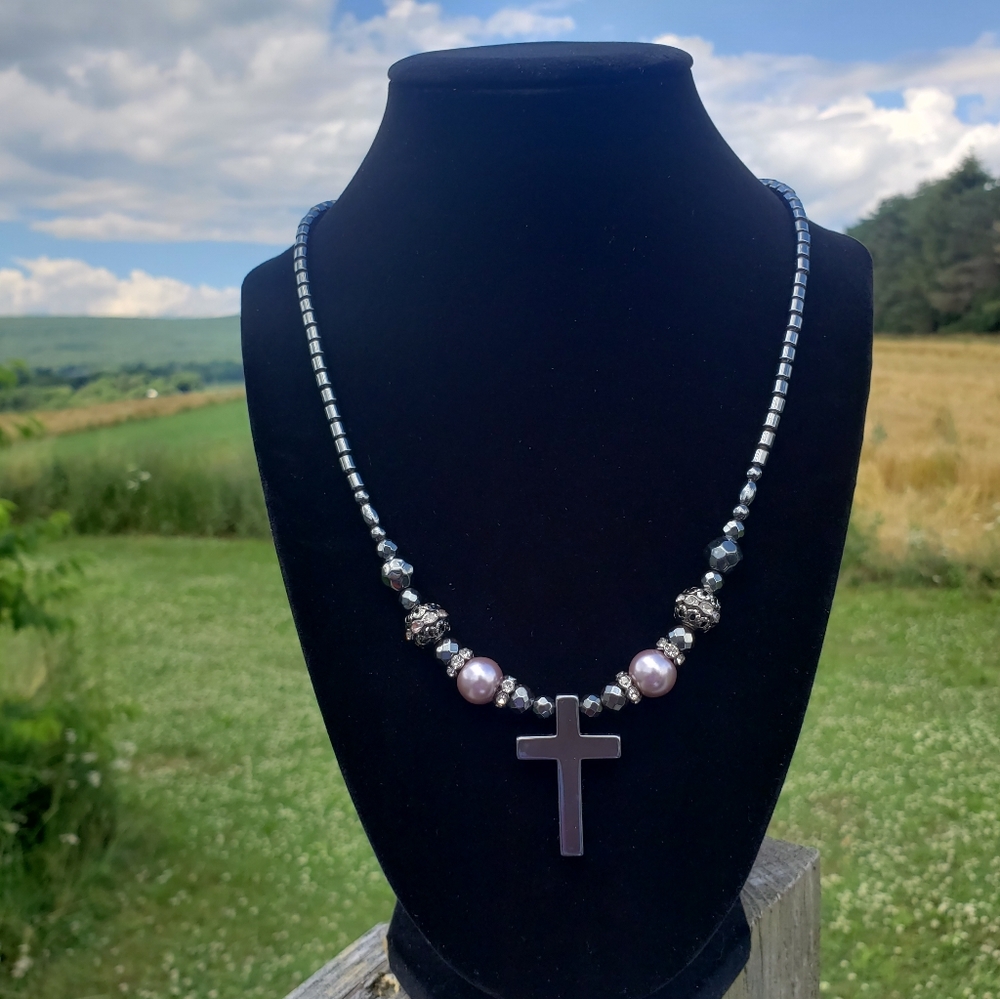 20 inch Hematite Beaded Necklace